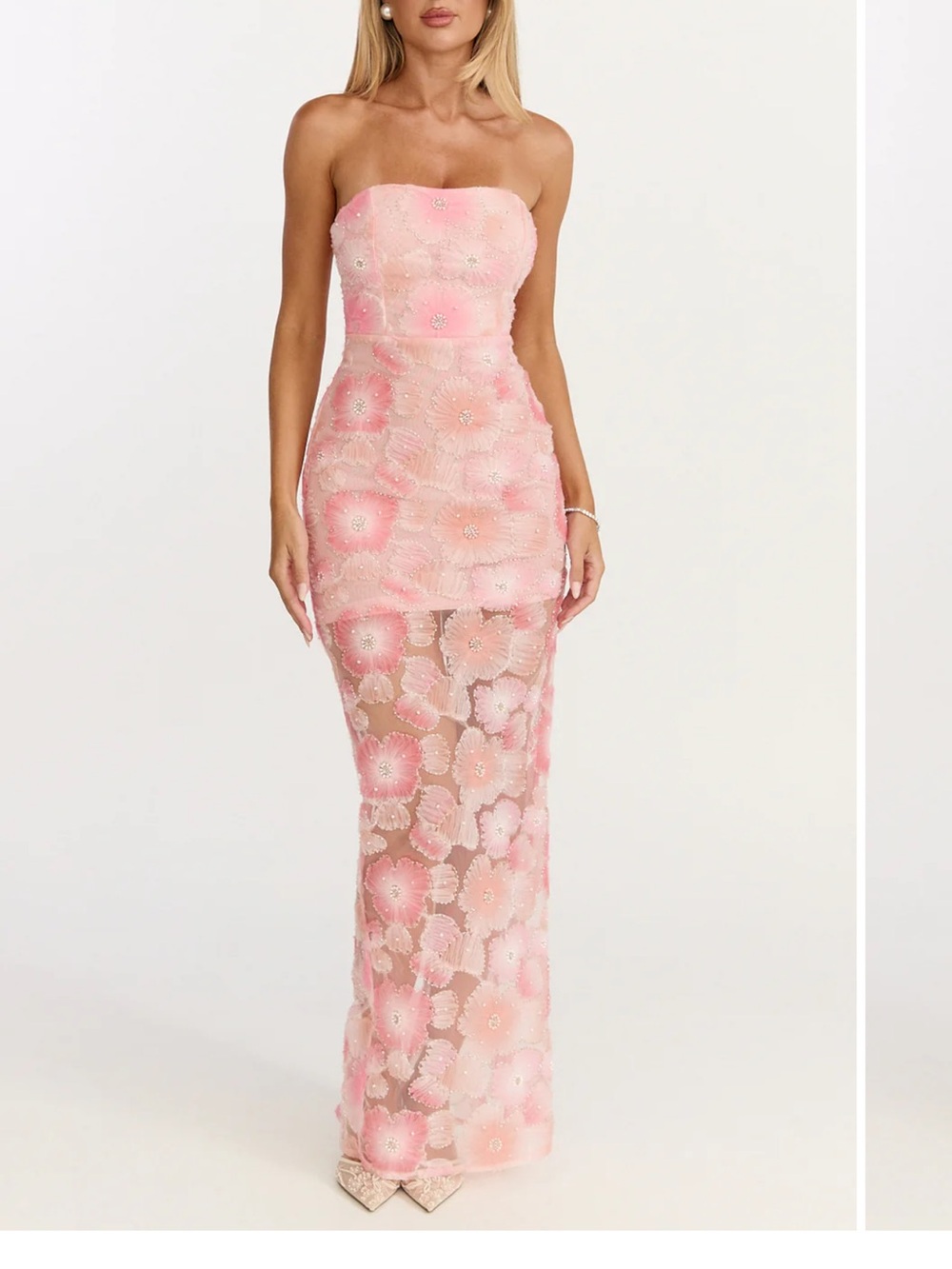 New Showpo Lima Maxi dress 4 pink embellished